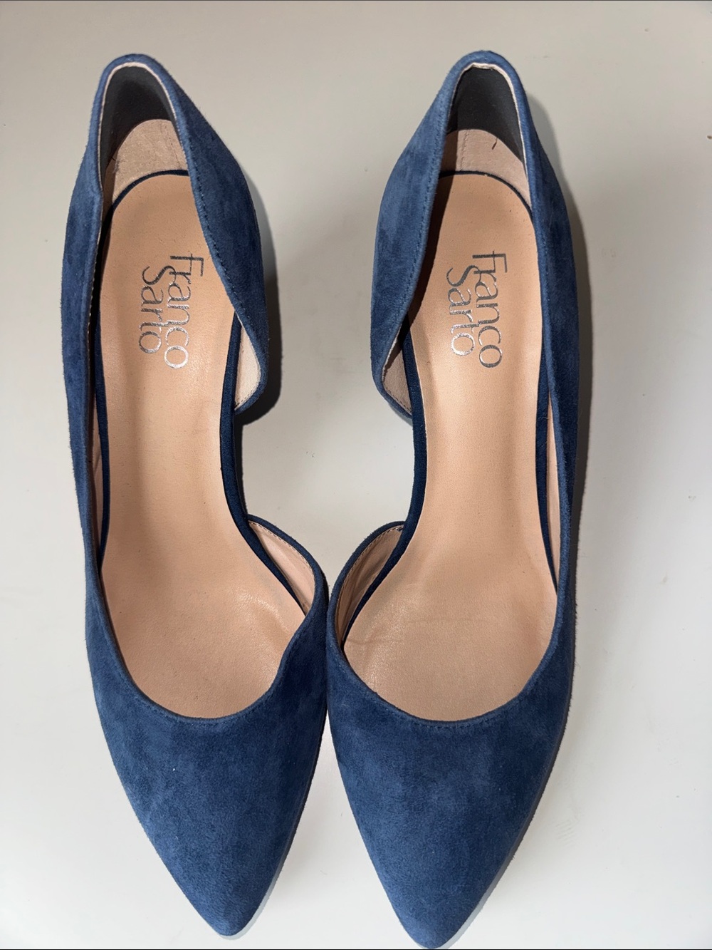 Franco Sarto Navy Suede Pointed Toe D'Orsay Pumps